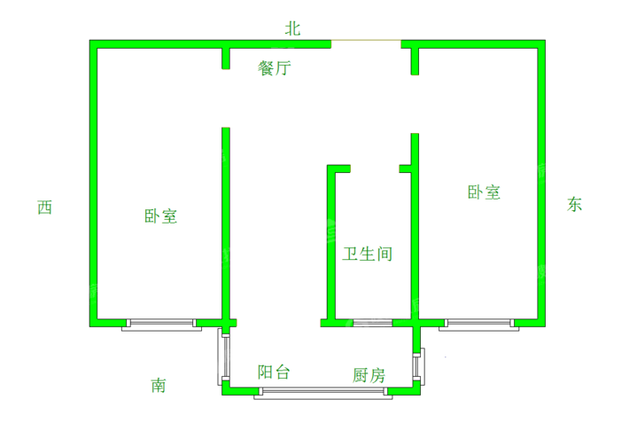 电业局宿舍（维康路）2室2厅1卫59㎡