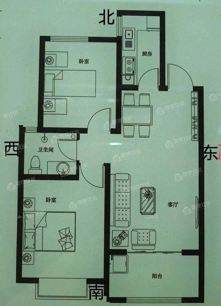 嘉禾一方三期2室2厅1卫87㎡