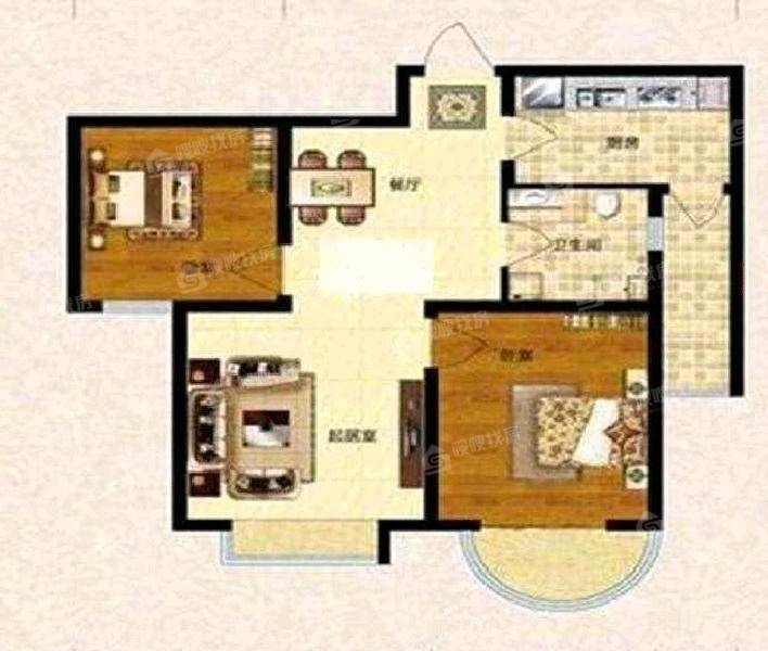 贻成御景国际2室2厅1卫88㎡