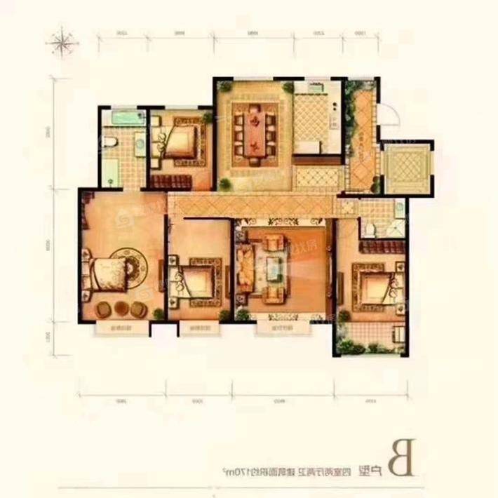 天成名著四期4室2厅2卫172㎡