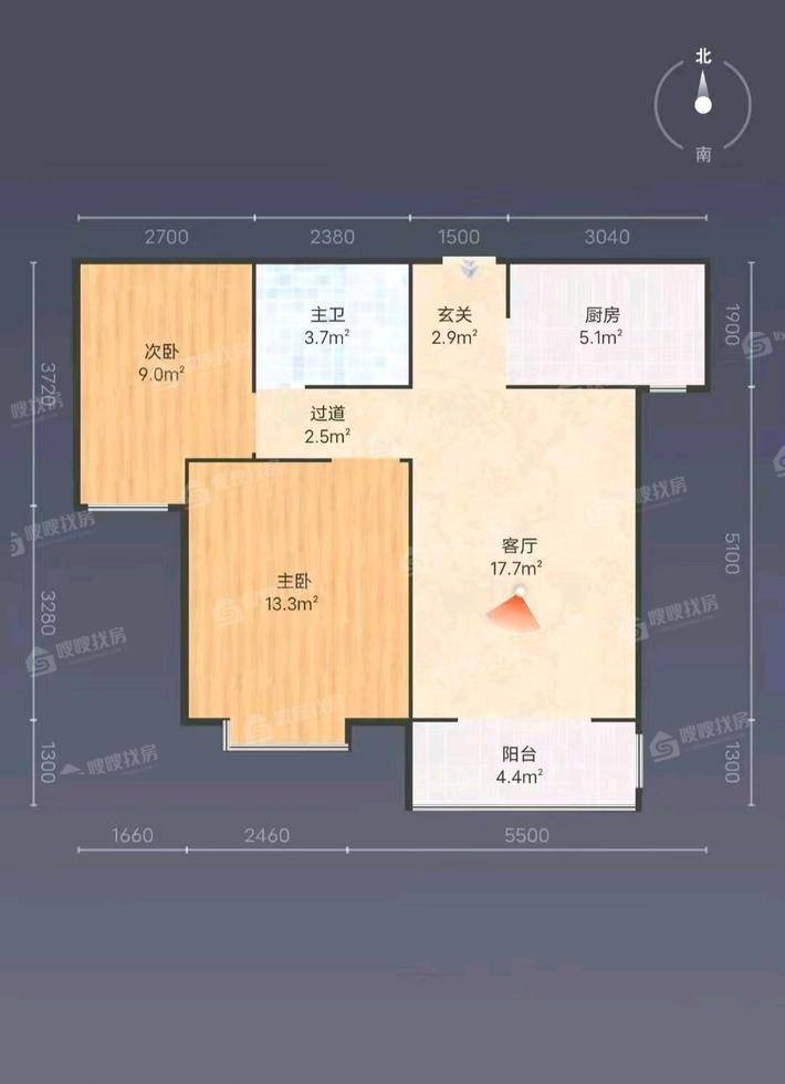 米苏阳光2室1厅1卫83㎡