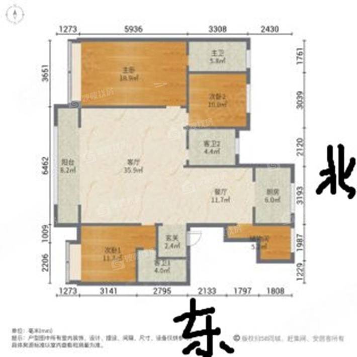 保利西山林语南区二期3室2厅3卫171㎡