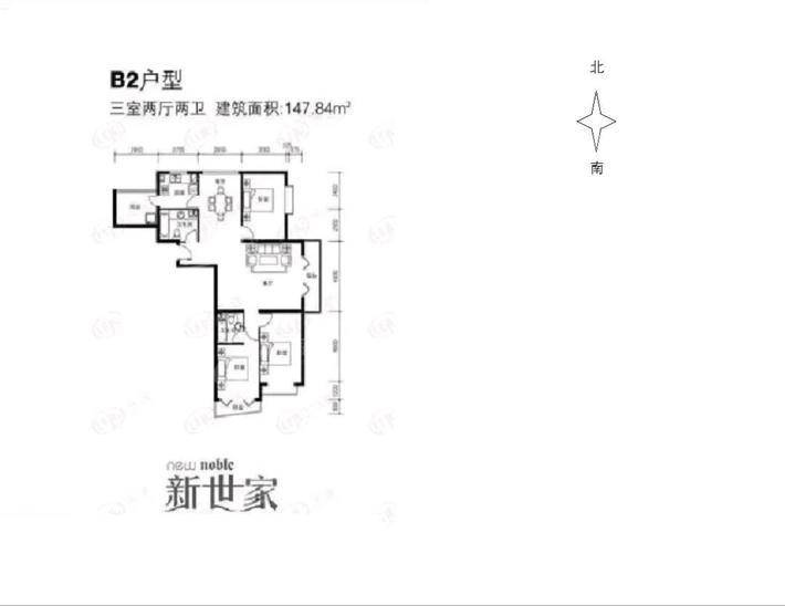 新世家一期4室2厅2卫148㎡