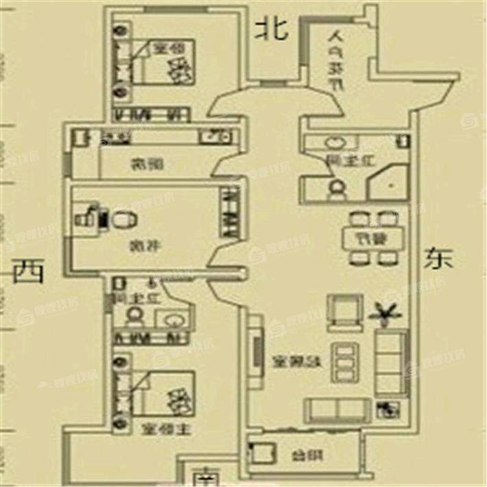 天成郡府东区3室2厅2卫127㎡