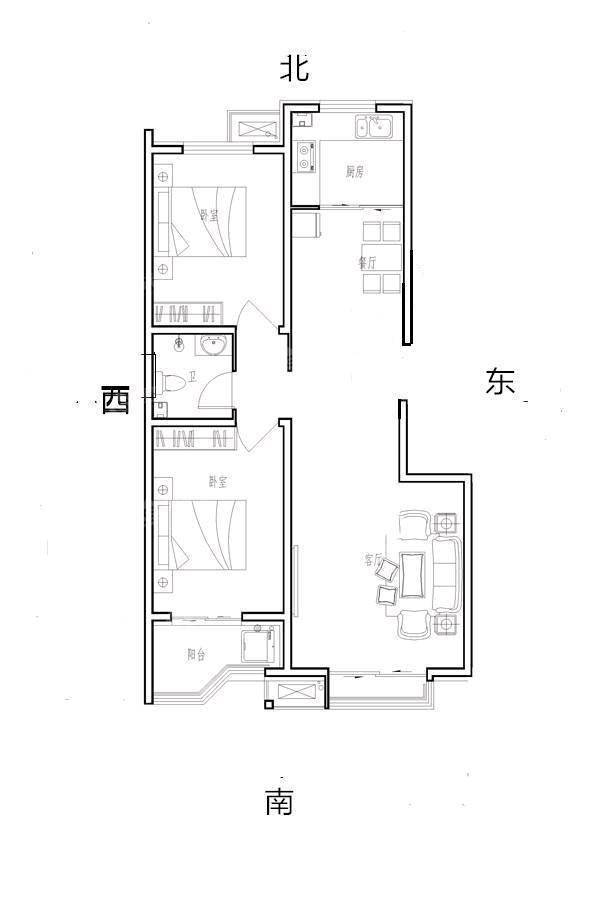 御宇国际三期轩瑞苑2室2厅1卫94㎡