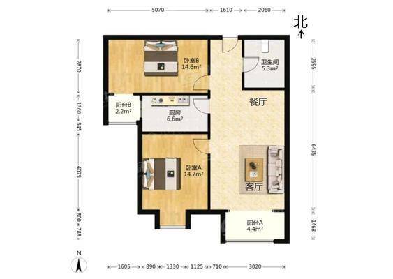 赵村新村（高层）2室2厅1卫103㎡