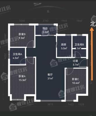 同祥城C区3室2厅2卫128㎡