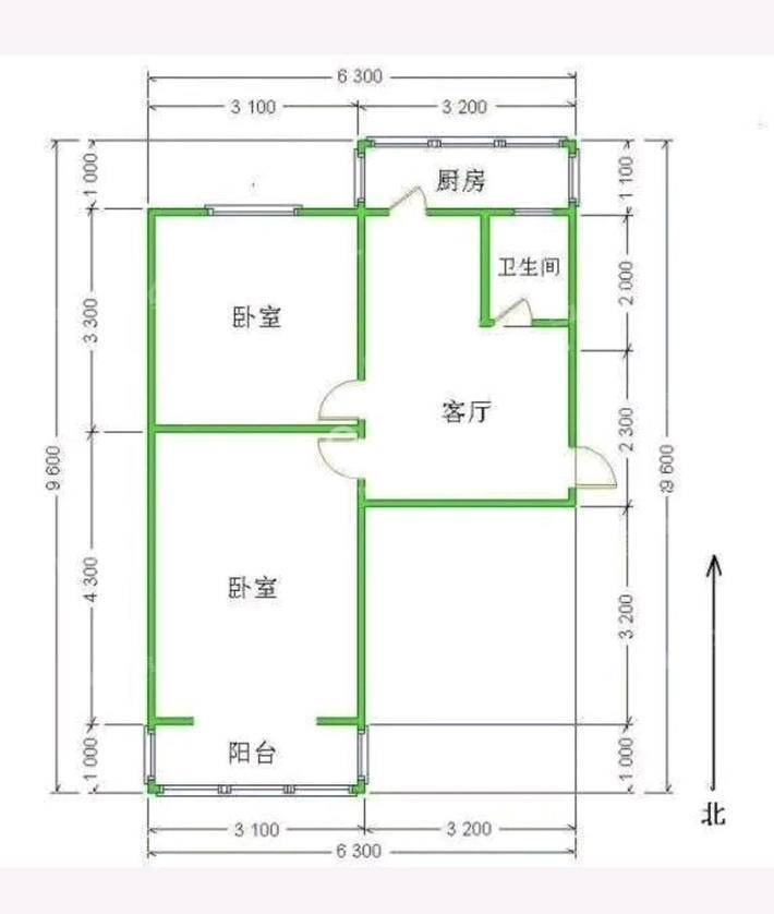 裕东小区2室1厅1卫60㎡