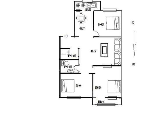 中心家园3室2厅1卫96㎡