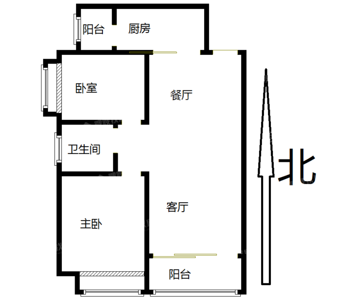 恒大绿洲2室2厅1卫97㎡