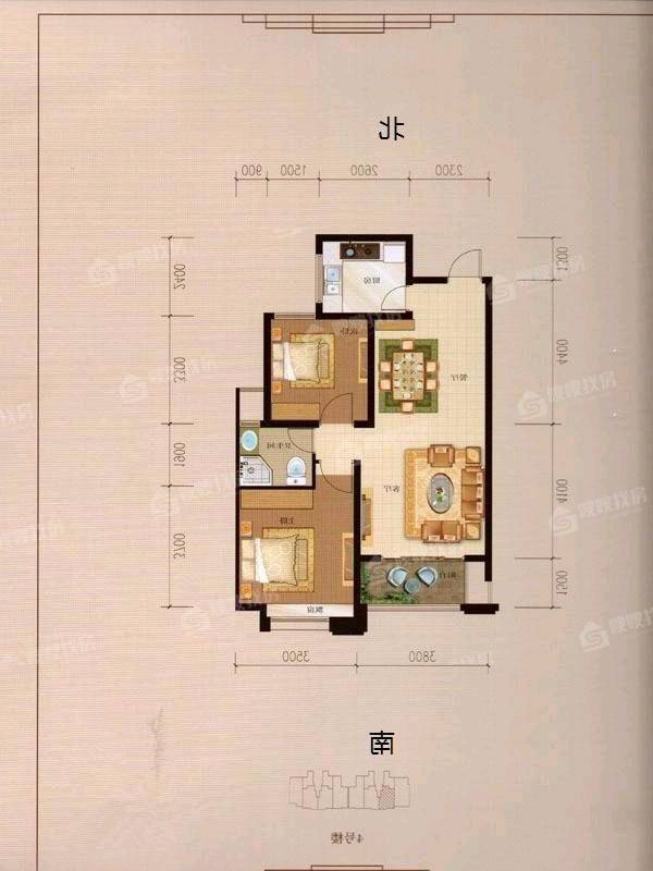 信友城市之光2室1厅1卫89㎡