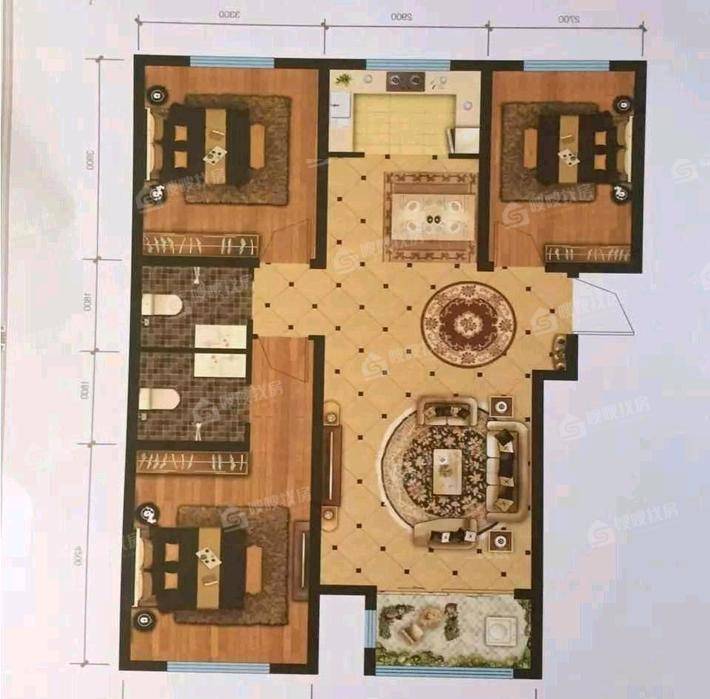 宏宇臻园（西区）3室2厅2卫120㎡