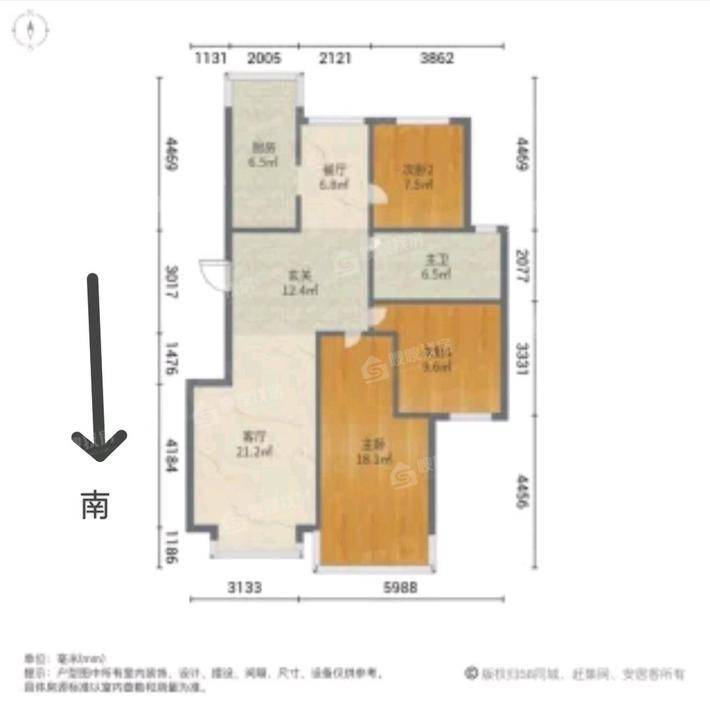 财苑（嘉地）小区3室2厅1卫117㎡