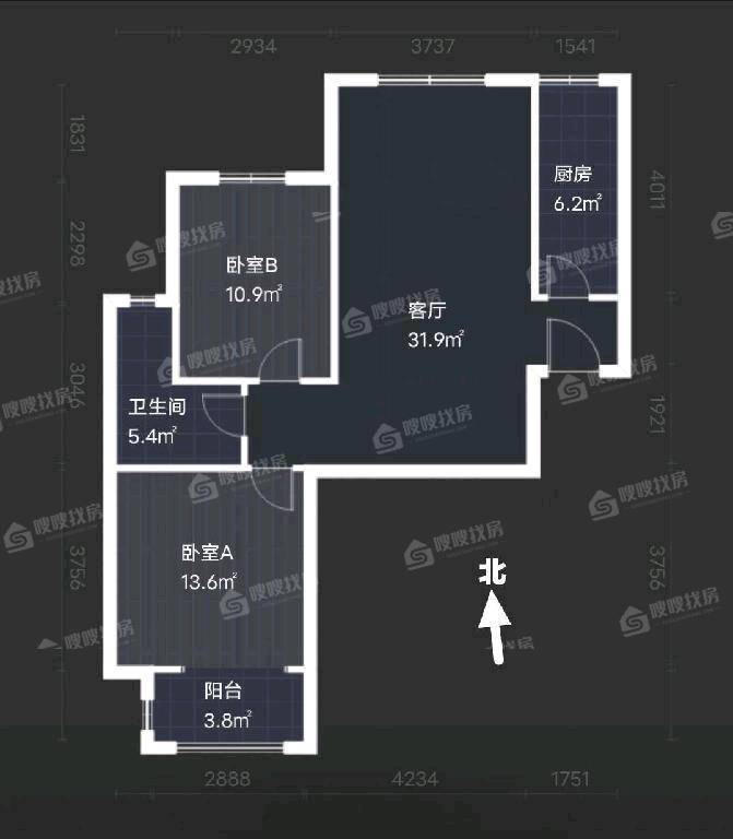 国仕山一期2室2厅1卫107㎡