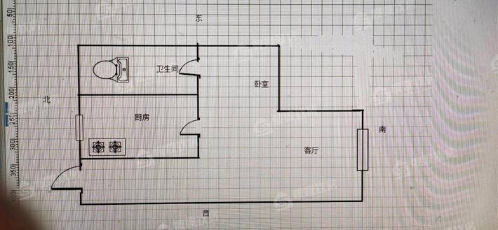 铁路三角线2室1厅1卫56㎡