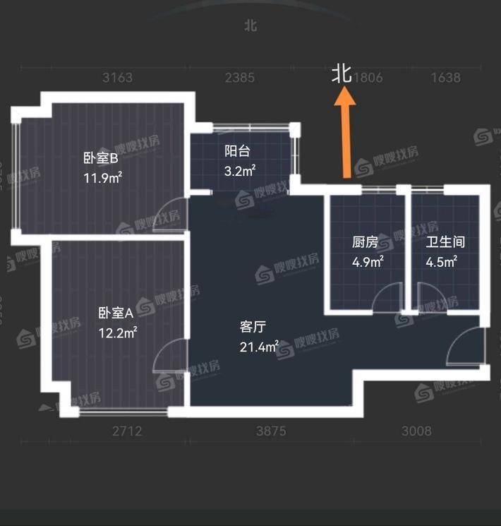 同祥城（A、B区）2室2厅1卫80㎡