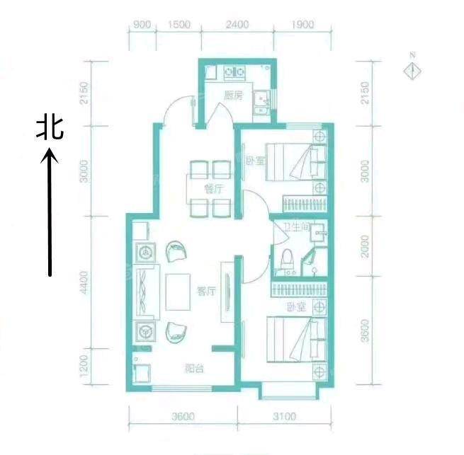 润江臻园（融创臻园壹号）2室2厅1卫88㎡