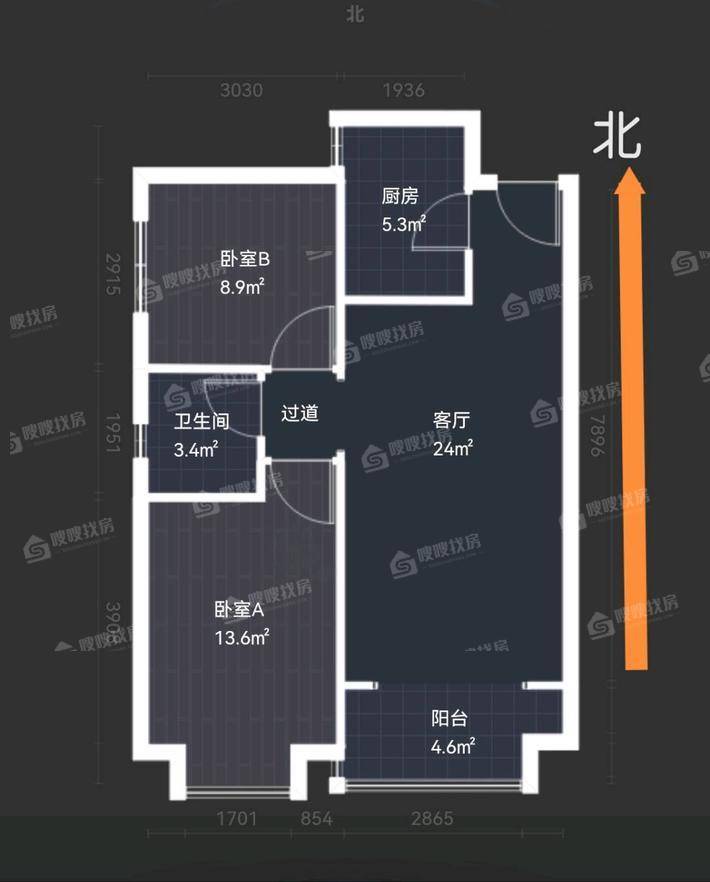 同祥城（A、B区）2室2厅1卫89㎡