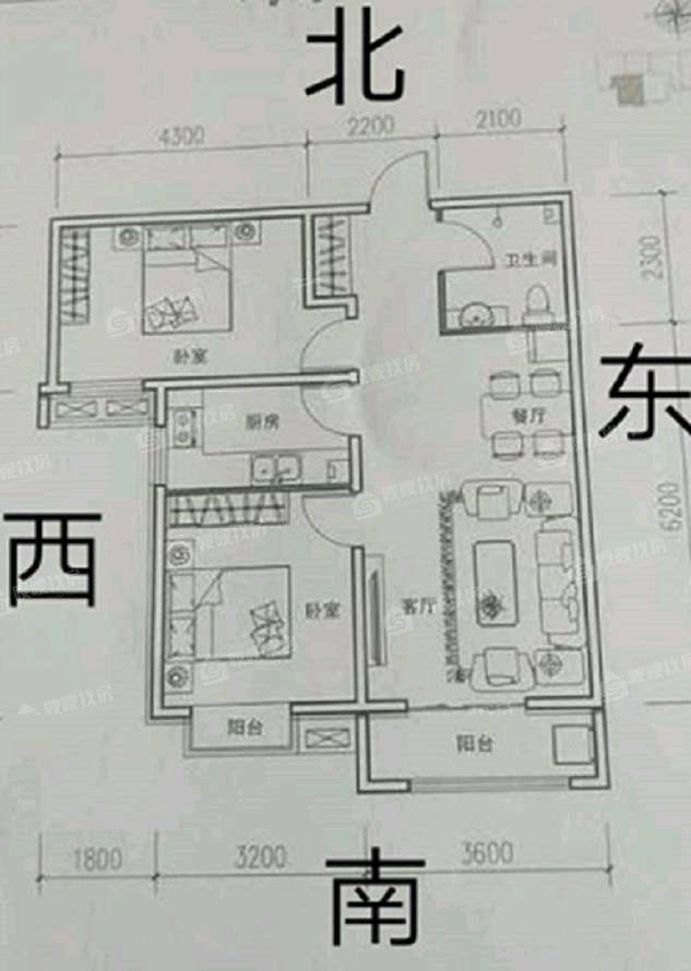 泰合星耀城2室2厅1卫82㎡