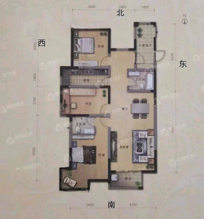 天成郡府东区3室2厅2卫139㎡