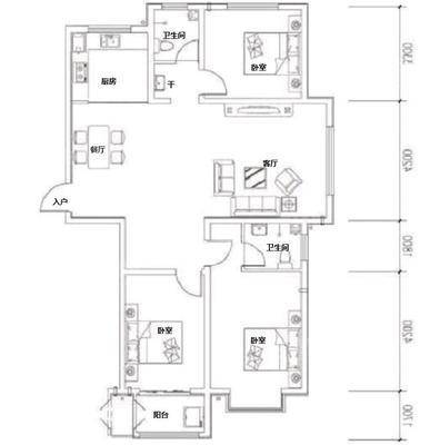 世纪家园3室2厅2卫135㎡