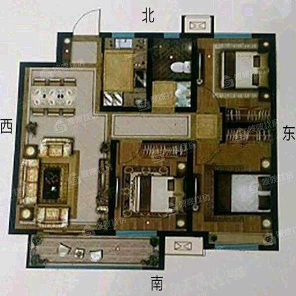 荣盛名邸3室2厅1卫110㎡