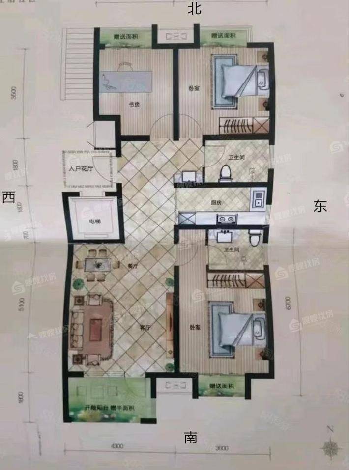 荣盛兰亭苑3室2厅2卫108㎡