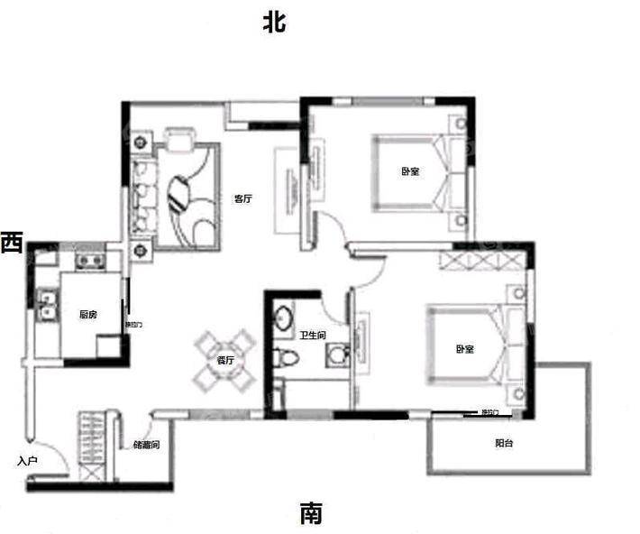 鼓楼上城西院2室2厅1卫121㎡
