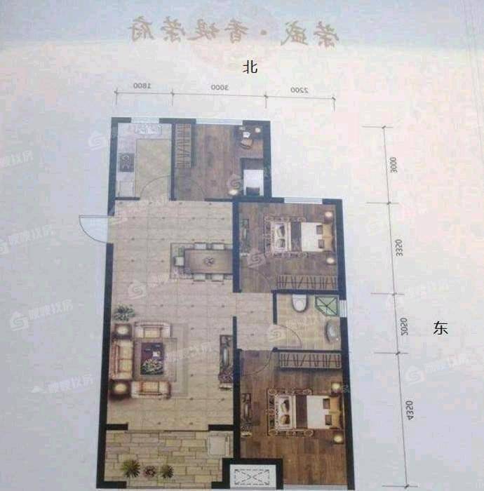 荣盛香堤荣府3室2厅1卫103㎡