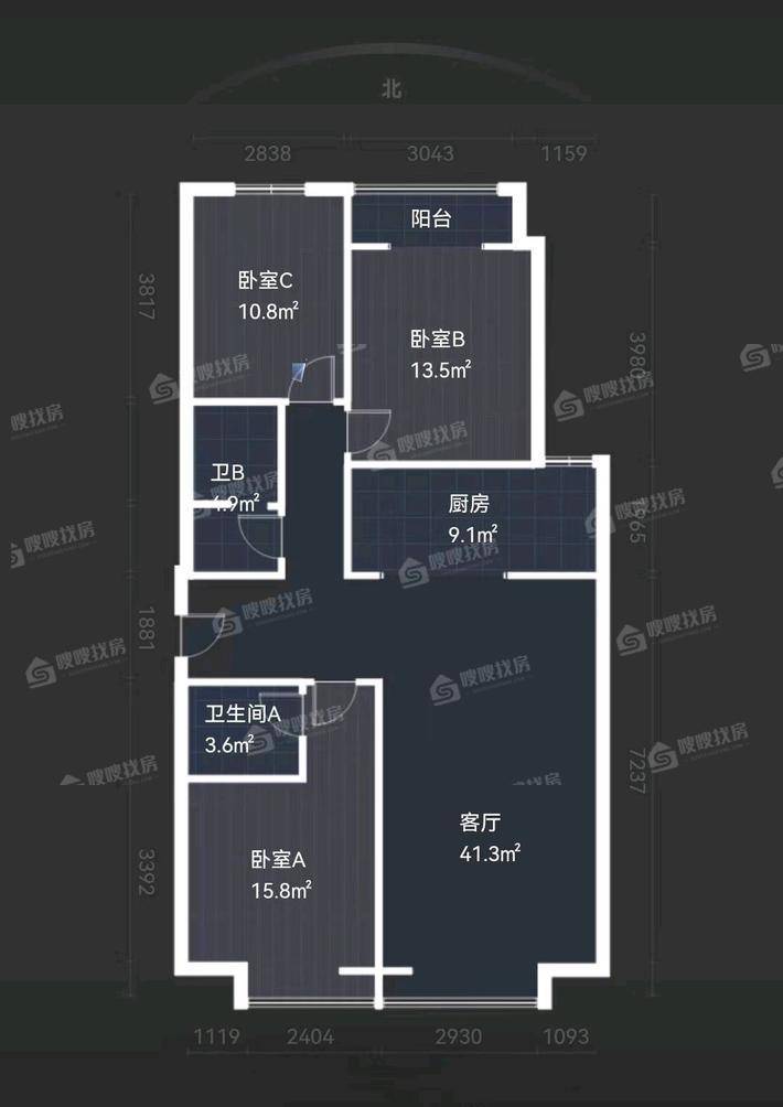 藏龙福地3室2厅2卫137㎡