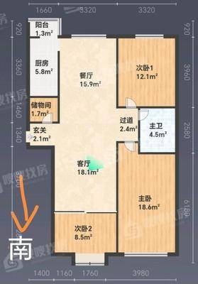 御河新城西区3室2厅1卫108㎡