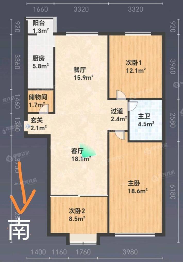 御河新城西区3室2厅1卫108㎡