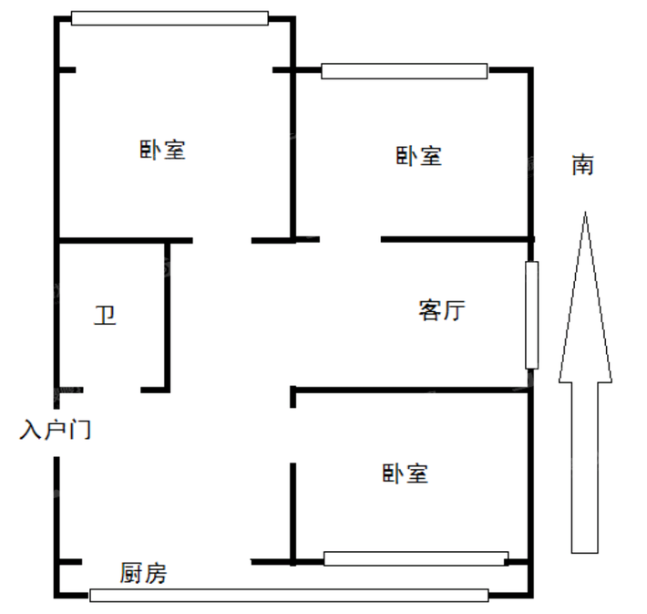 白云小区3室2厅1卫105㎡