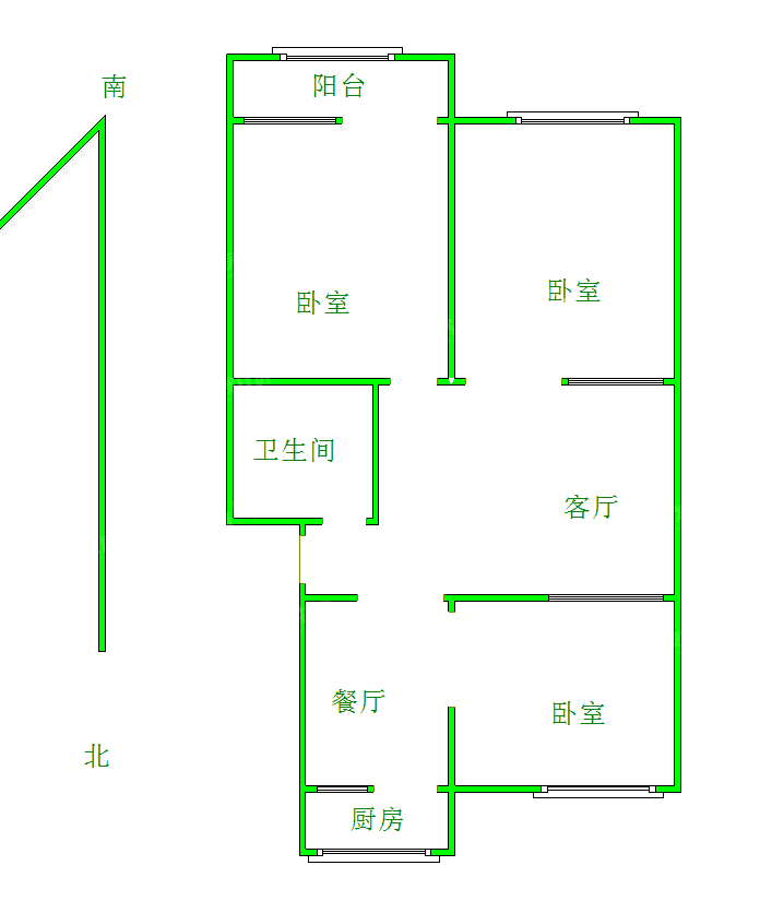 东升楼（西环北街狮城供销大厦）3室2厅1卫91㎡