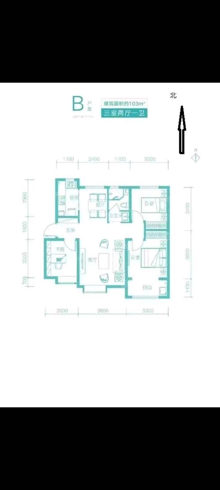 润江臻园（融创臻园壹号）3室2厅1卫104㎡