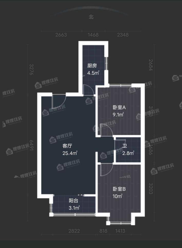 博雅盛世D区2室2厅1卫85㎡