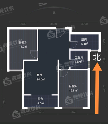 红石原著2室2厅1卫93㎡