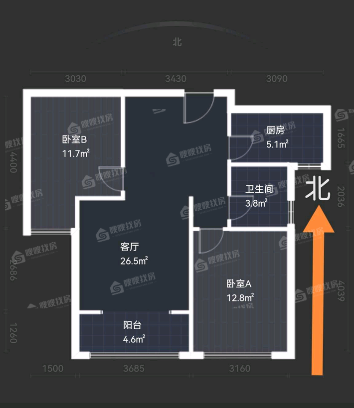 红石原著2室2厅1卫93㎡