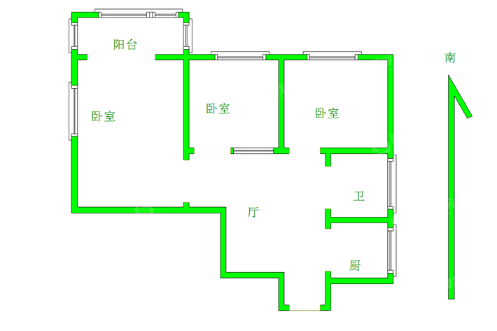 朝阳一区3室2厅1卫93㎡