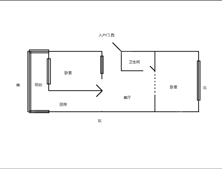 翠桥环保局家属楼2室1厅1卫56㎡