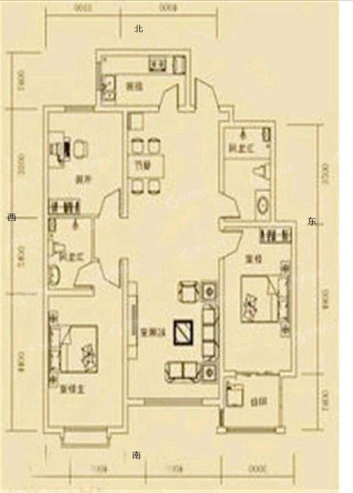 天成郡府东区3室2厅2卫130㎡