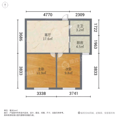 万华小区C区2室1厅1卫63㎡