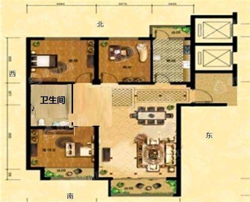天成郡府西区3室2厅1卫117㎡