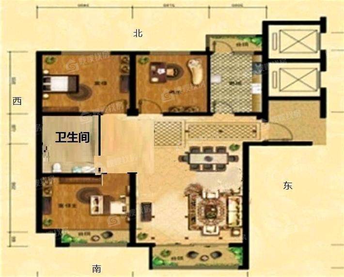天成郡府西区3室2厅1卫117㎡