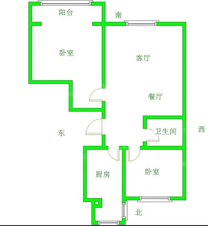 天成郡府西区2室2厅1卫93㎡