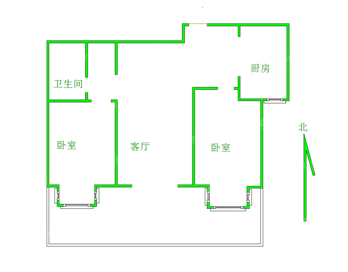 嘉禾一方二期2室2厅1卫104㎡