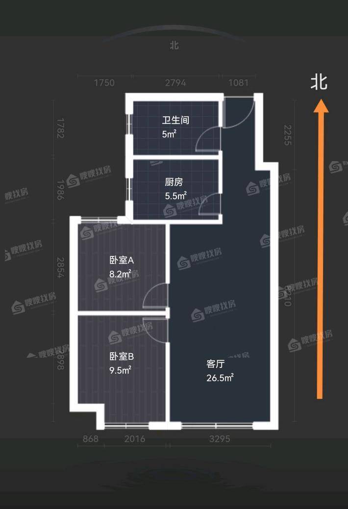 天山国宾一号2室2厅1卫77㎡