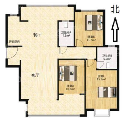 盛邦花园六区3室2厅2卫137㎡