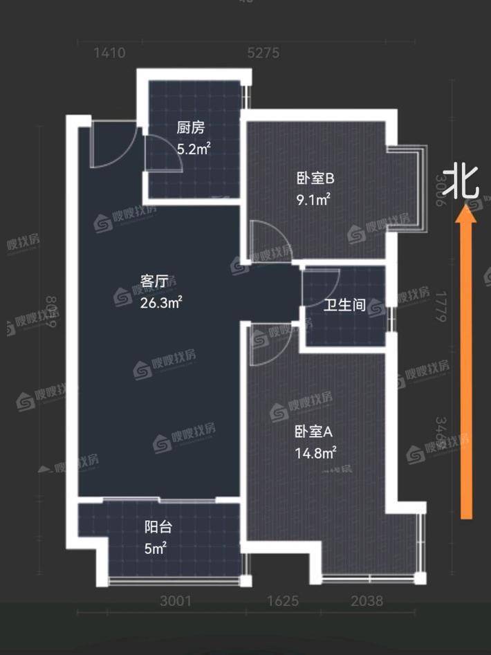 同祥城（A、B区）2室2厅1卫85㎡