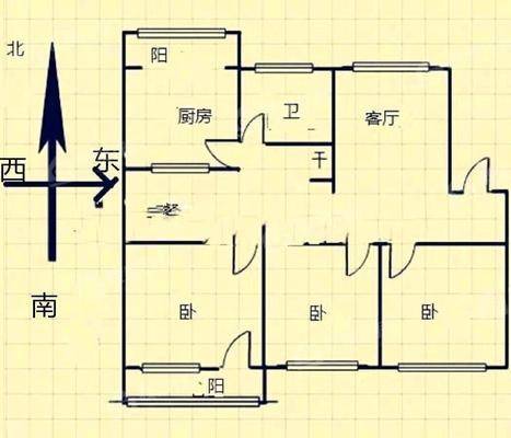 朝阳花园3室2厅1卫121㎡